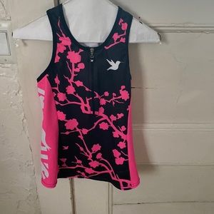 Smashfest Sakura sun zippered tri top small